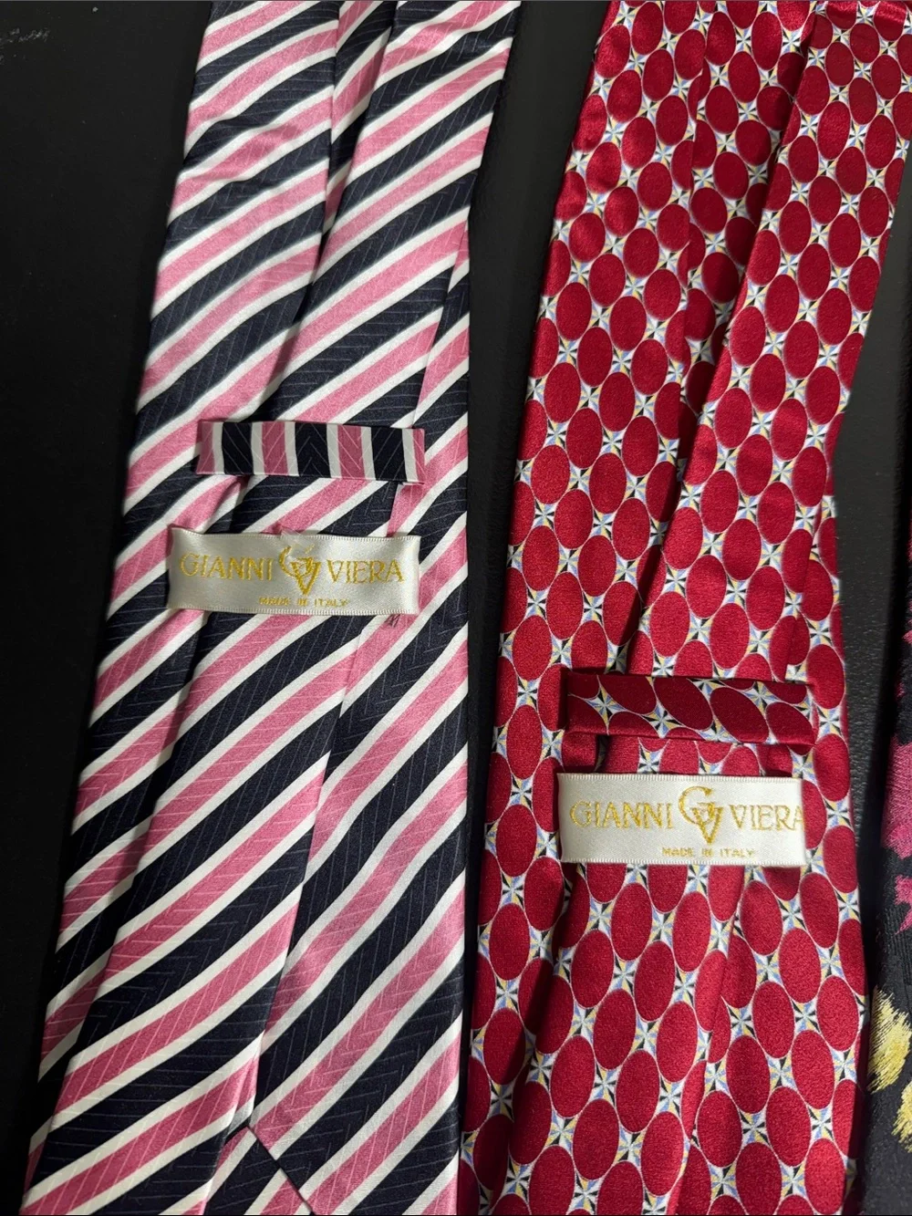 Mens Italian vintage 100% silk luxury neck tie bundle lot 4 ties red blue stripe